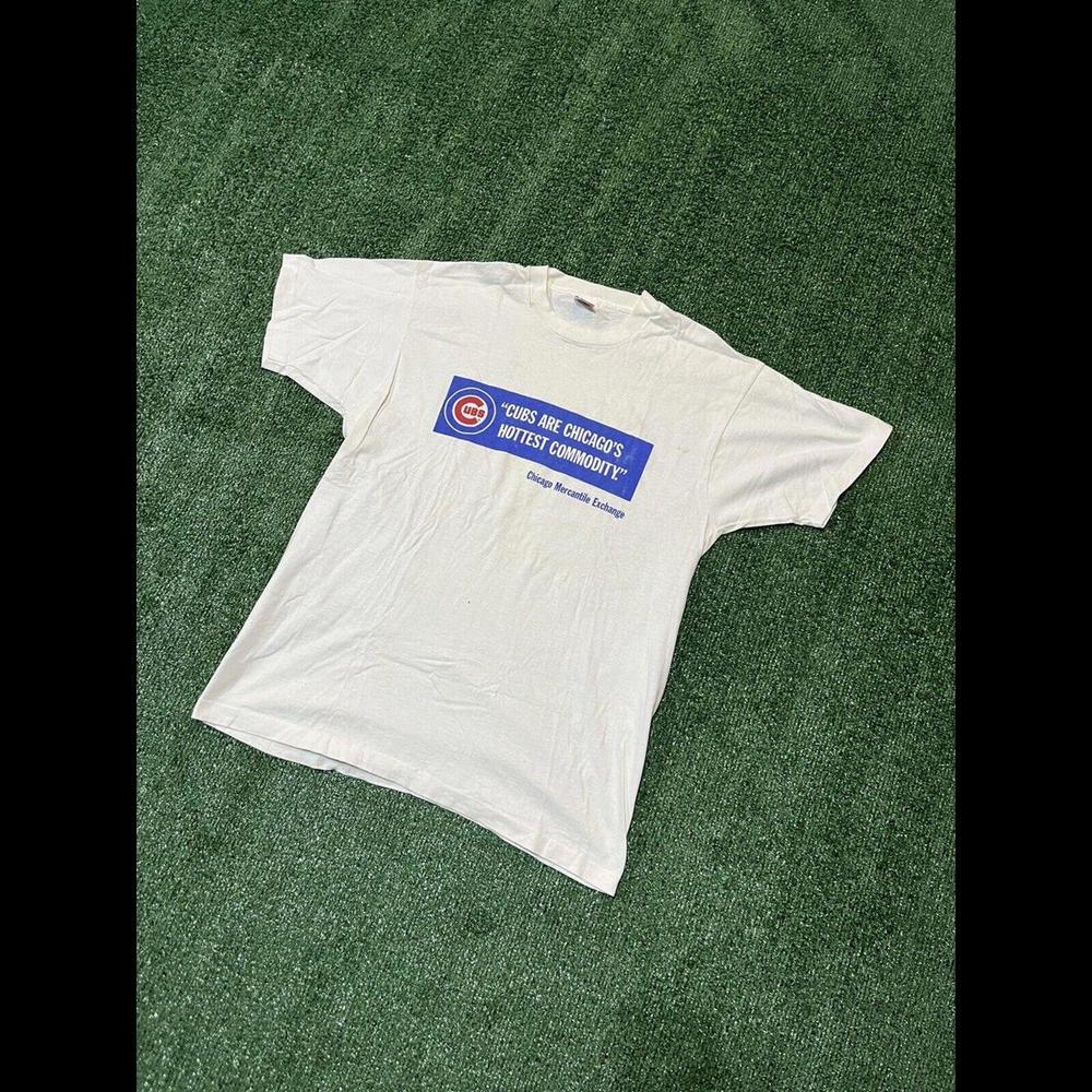 Chicago Cubs Vintage Baseball Tee Shirt Size Xl White and Blue Single Stitch